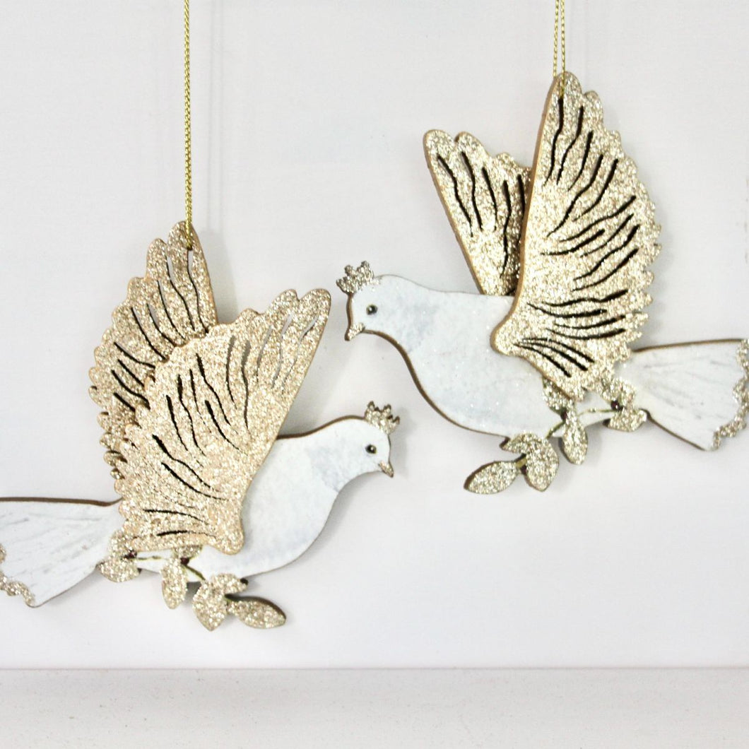 Cream & Gold Dove Decoration Set