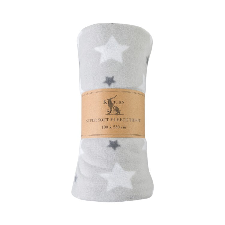 Star Grey & White Fleece Throw