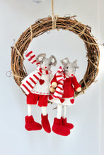 Load image into Gallery viewer, Felt Mice in Twig Christmas Wreath
