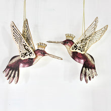 Load image into Gallery viewer, Burgundy &amp; Gold Wooden Hummingbird Set
