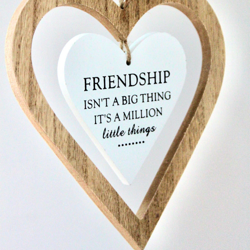 Friendship Wooden Heart Decoration