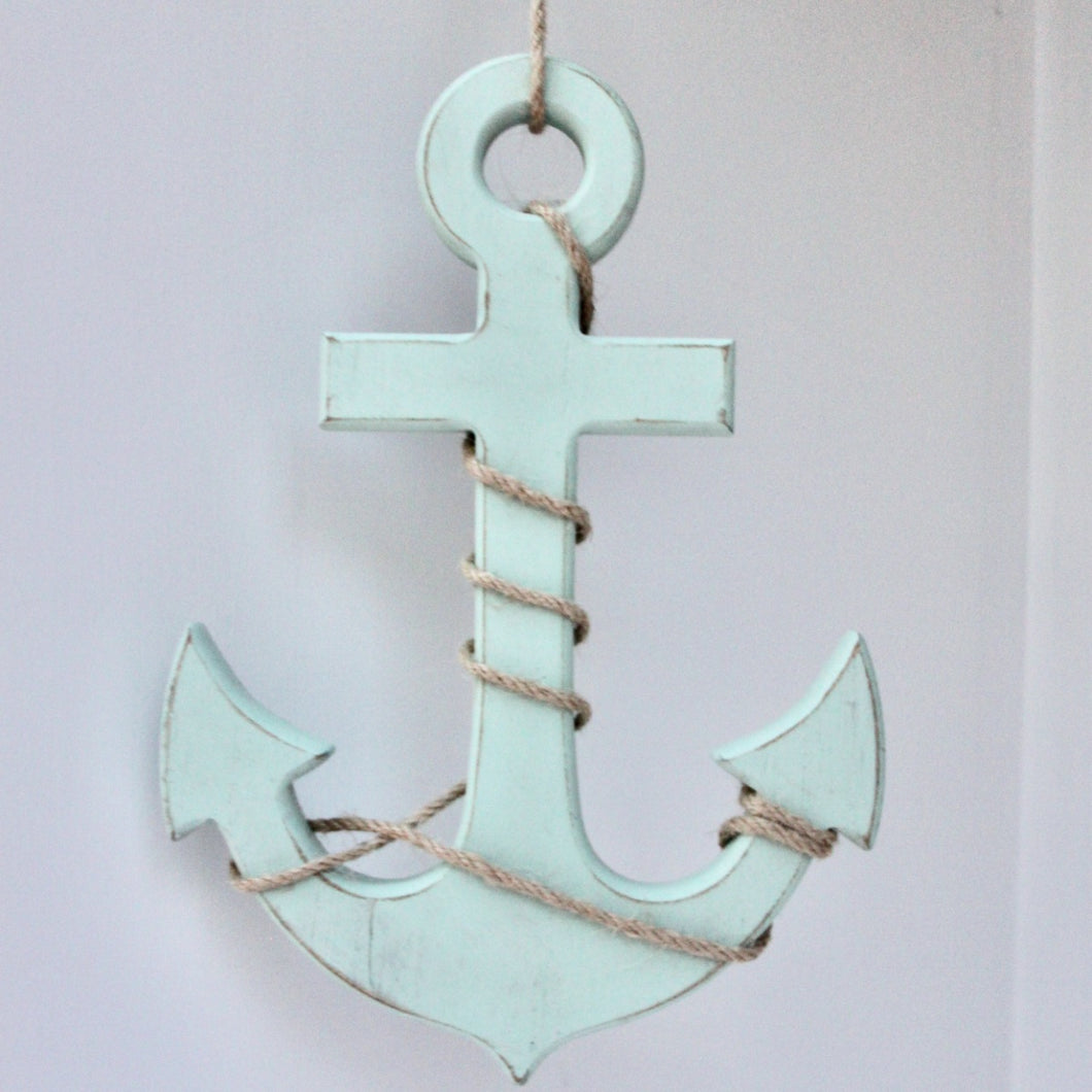 Distressed Wooden Anchor Decoration