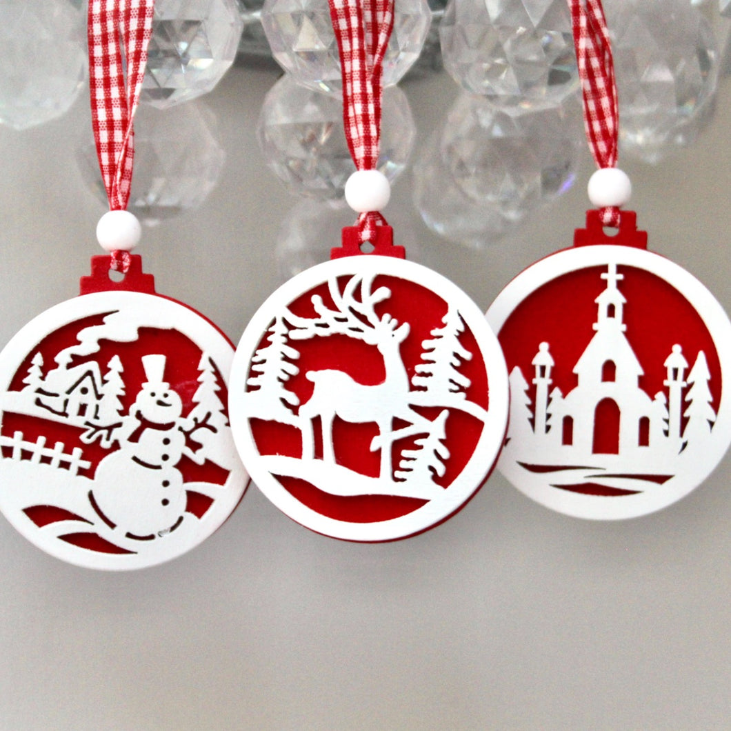 Christmas Scene Scandi Style Decoration Set