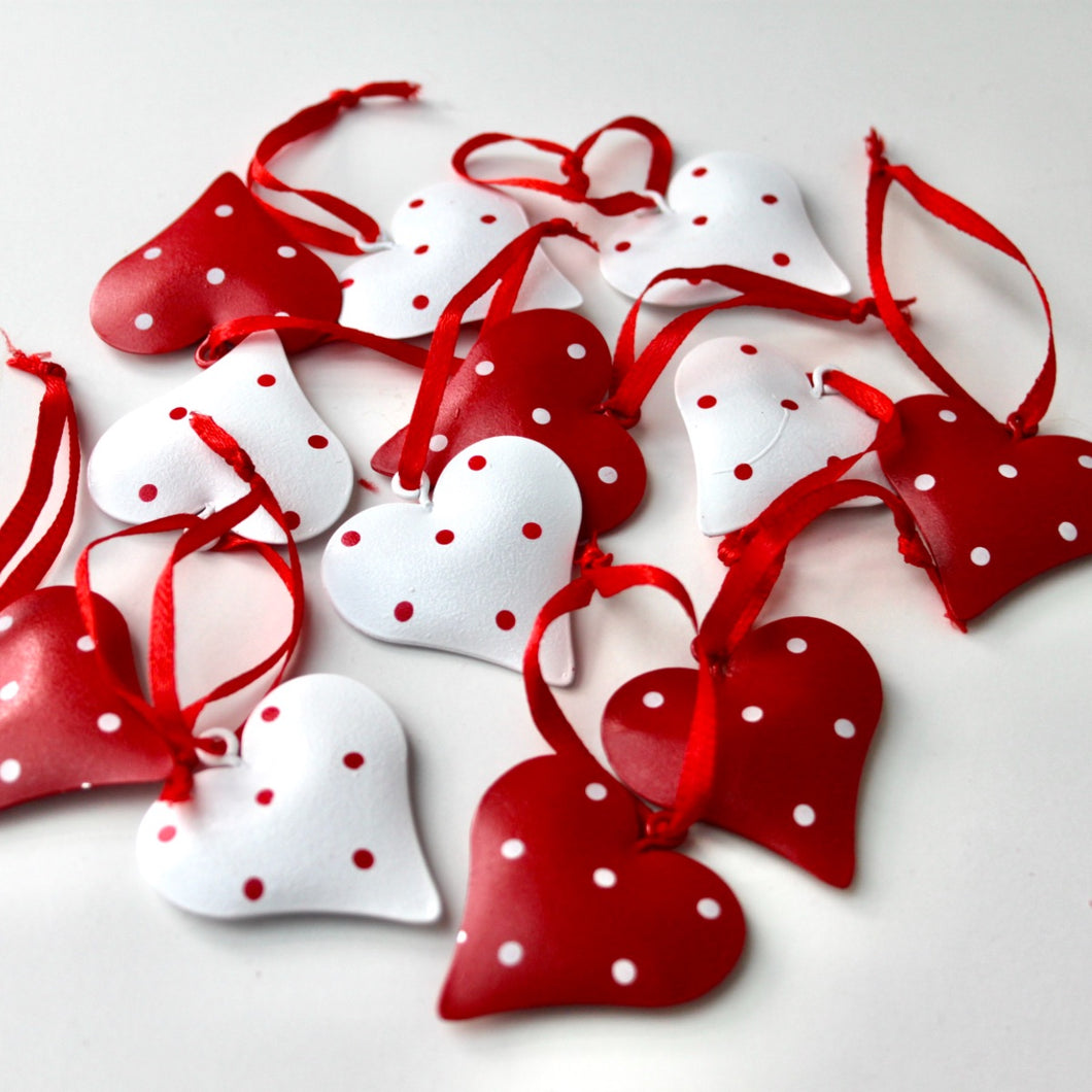 Box of 12 Mini Heart Decorations