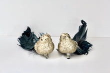 Load image into Gallery viewer, Blue &amp; Green Glitter Feather Clip on Birds

