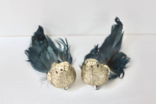 Load image into Gallery viewer, Blue &amp; Green Glitter Feather Clip on Birds
