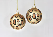 Load image into Gallery viewer, Matt Gold Leopard Print Glass Bauble
