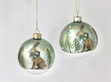 Load image into Gallery viewer, Matt Green Bauble with Hare
