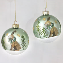 Load image into Gallery viewer, Matt Green Bauble with Hare
