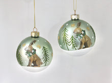 Load image into Gallery viewer, Matt Green Bauble with Hare
