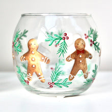 Load image into Gallery viewer, Gingerbread Men Glass Candle Holder
