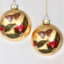 Load image into Gallery viewer, Butterfly Gold Leaf Glass Bauble
