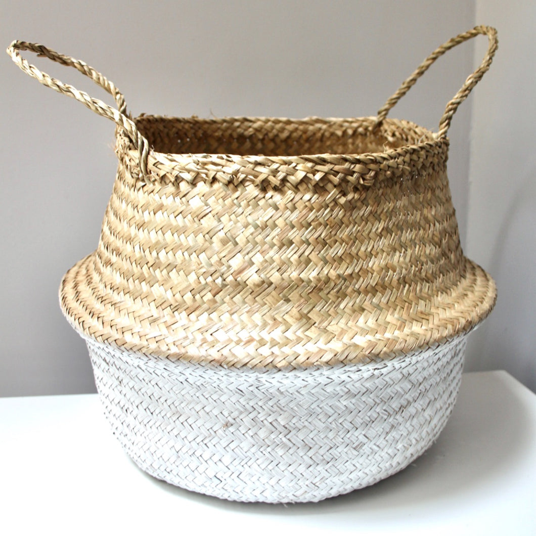 White Dipped Seagrass Basket
