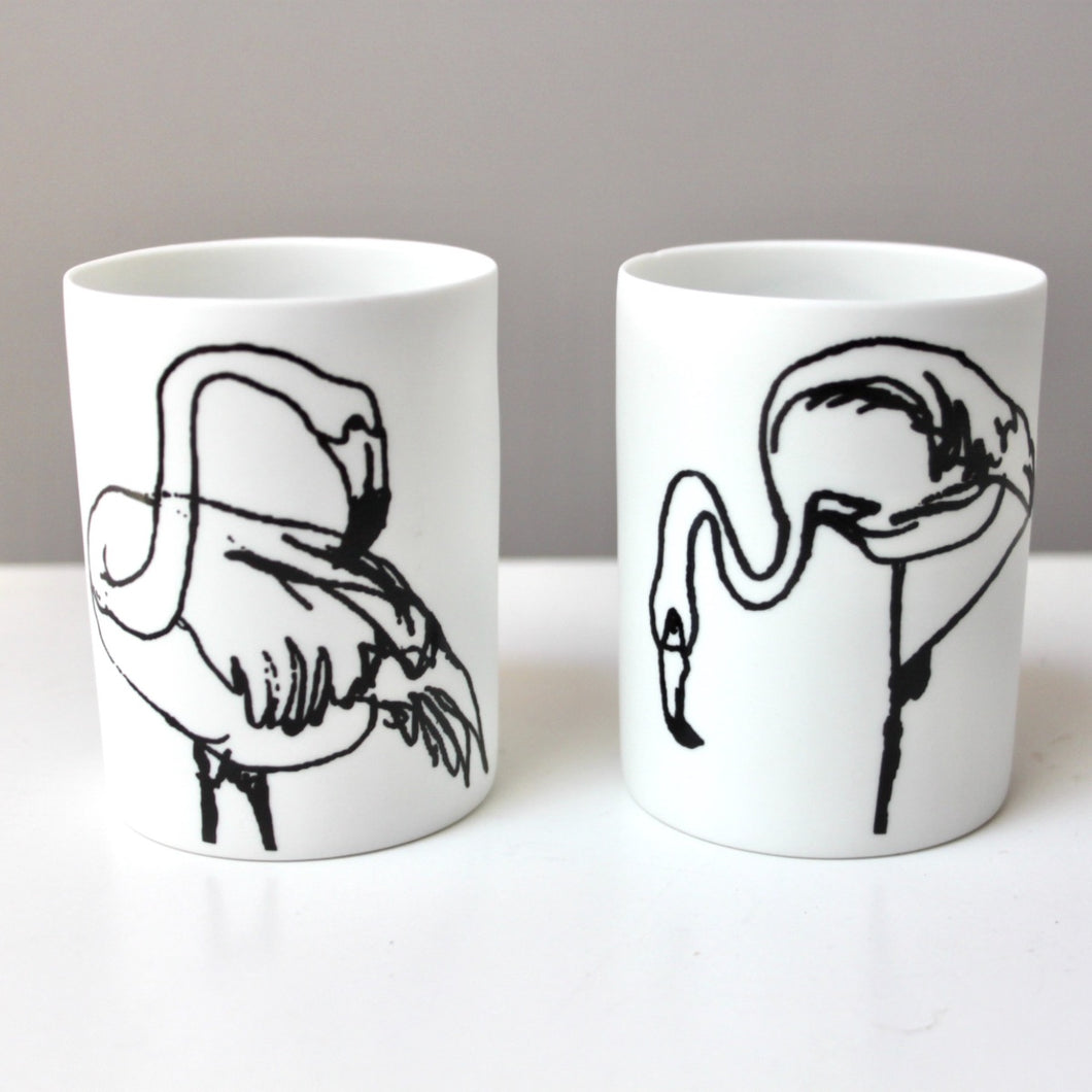 Flamingo Porcelain Candle Holder Set