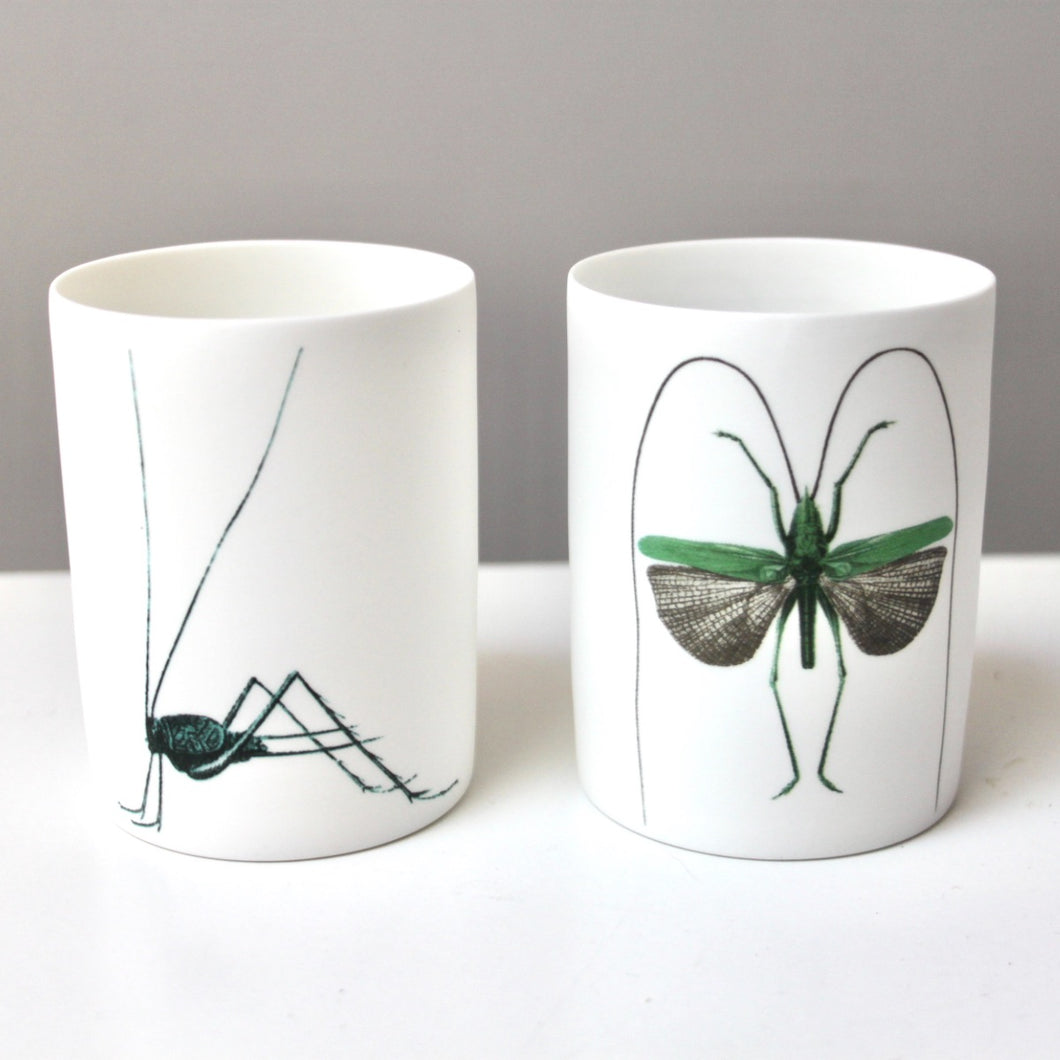 Green Bug Porcelain Candle Holder Set