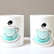 Load image into Gallery viewer, Bird on a Teacup Porcelain Votive Set

