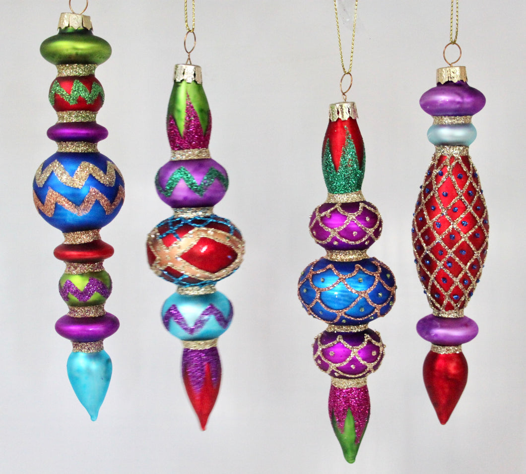 Multicolour Painted Glass Finial Decorations