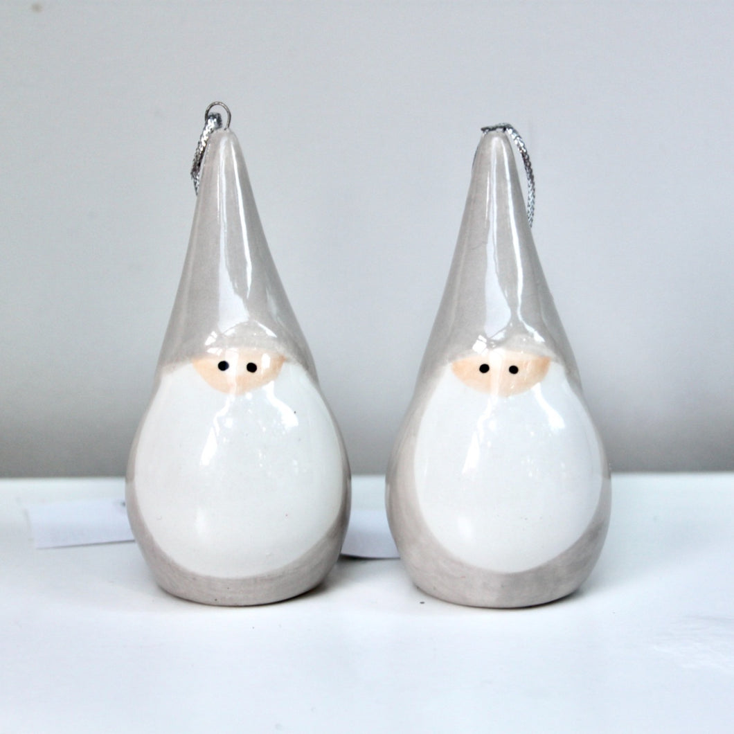 Ceramic Grey Santa Gonk Decorations