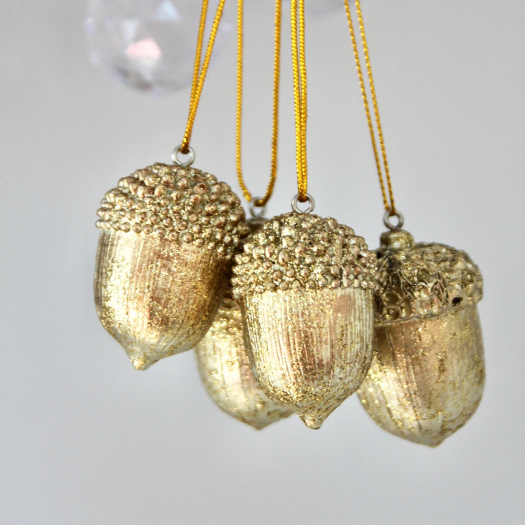Gold Acorn Mini Christmas Tree Decorations