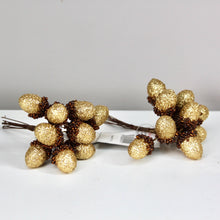 Load image into Gallery viewer, Gold Acorn Christmas Picks
