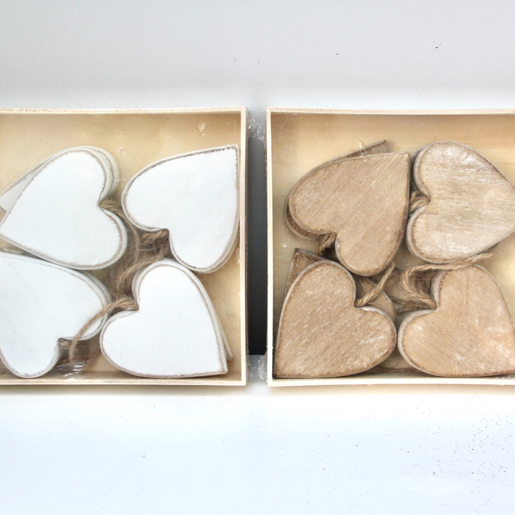Wooden Heart Boxed Decorations
