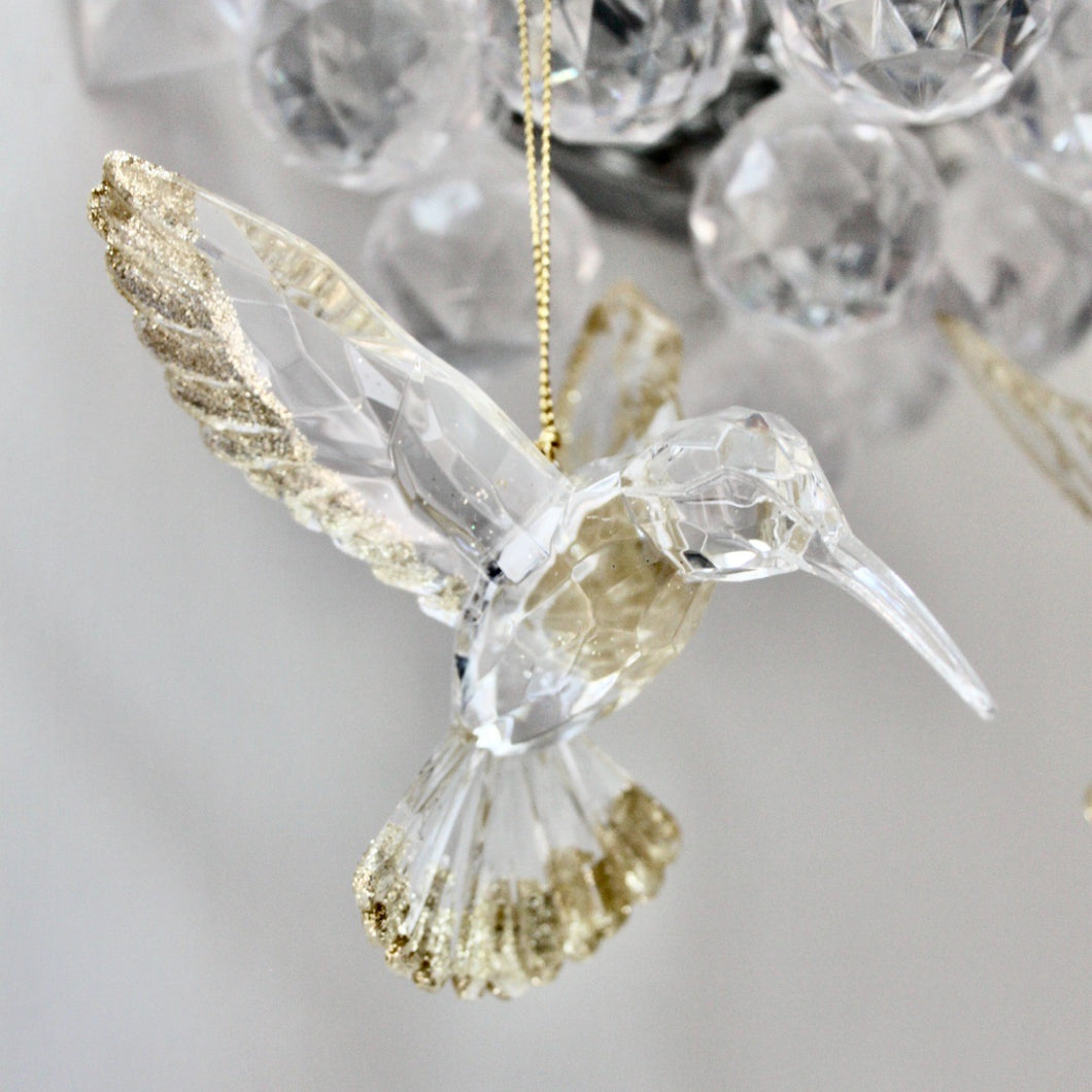 Gold Glitter Acrylic Hummingbird