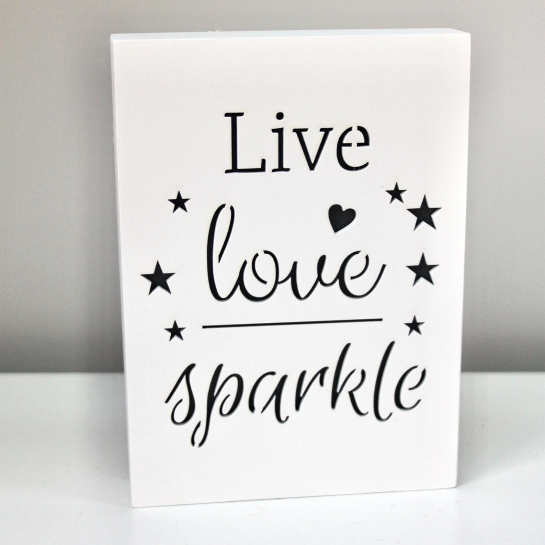 Live, Love, Sparkle' Illuminated LED Sign
