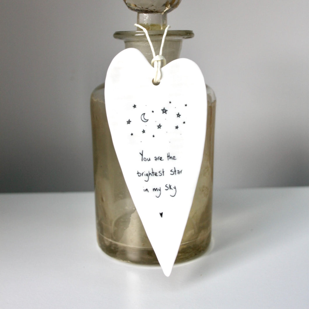 'You are the brightest star..' Wobbly Porcelain Heart