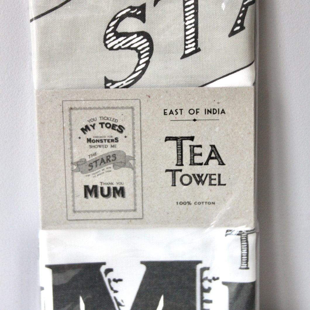 You tickled my toes..Thank you Mum' Tea Towel