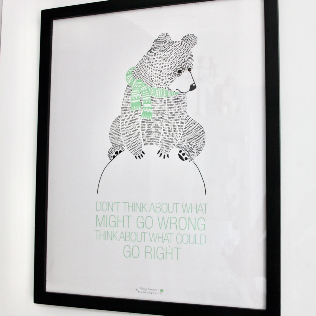 'What could go right' Bear Framed Print