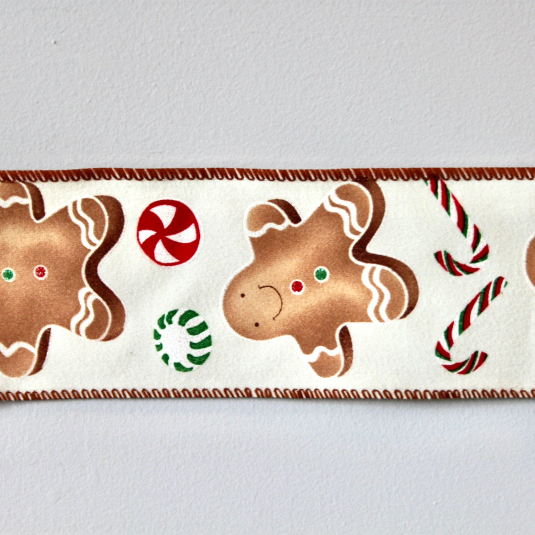 Gingerbread Men Wide Wire Ribbon