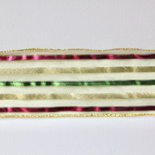 Load image into Gallery viewer, Green Stripe Wide Wire Ribbon
