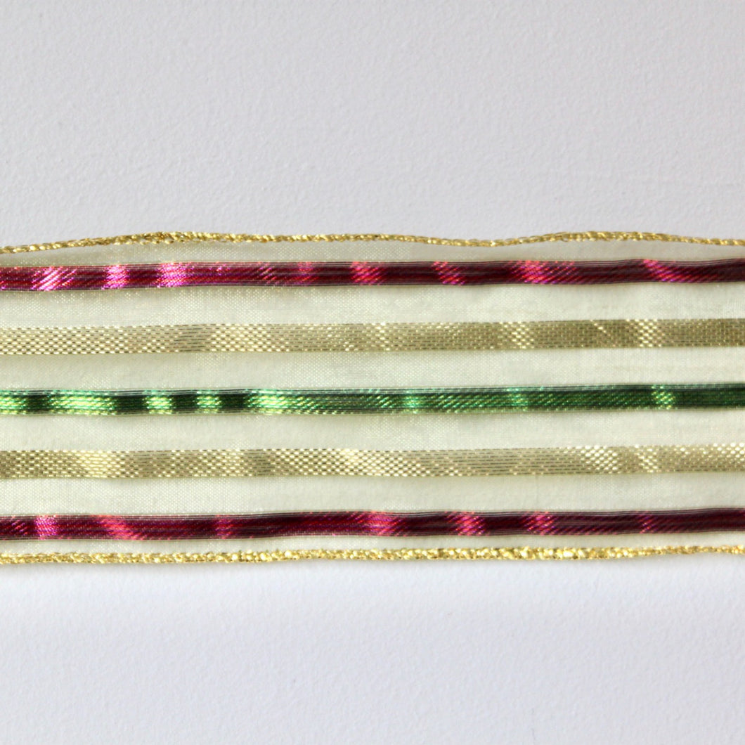 Green Stripe Wide Wire Ribbon