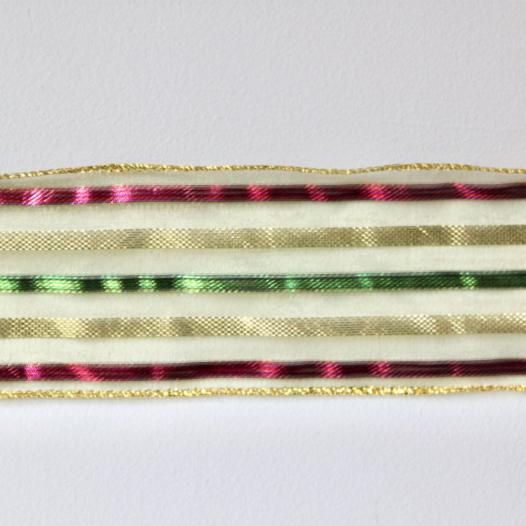 Green Stripe Wide Wire Ribbon