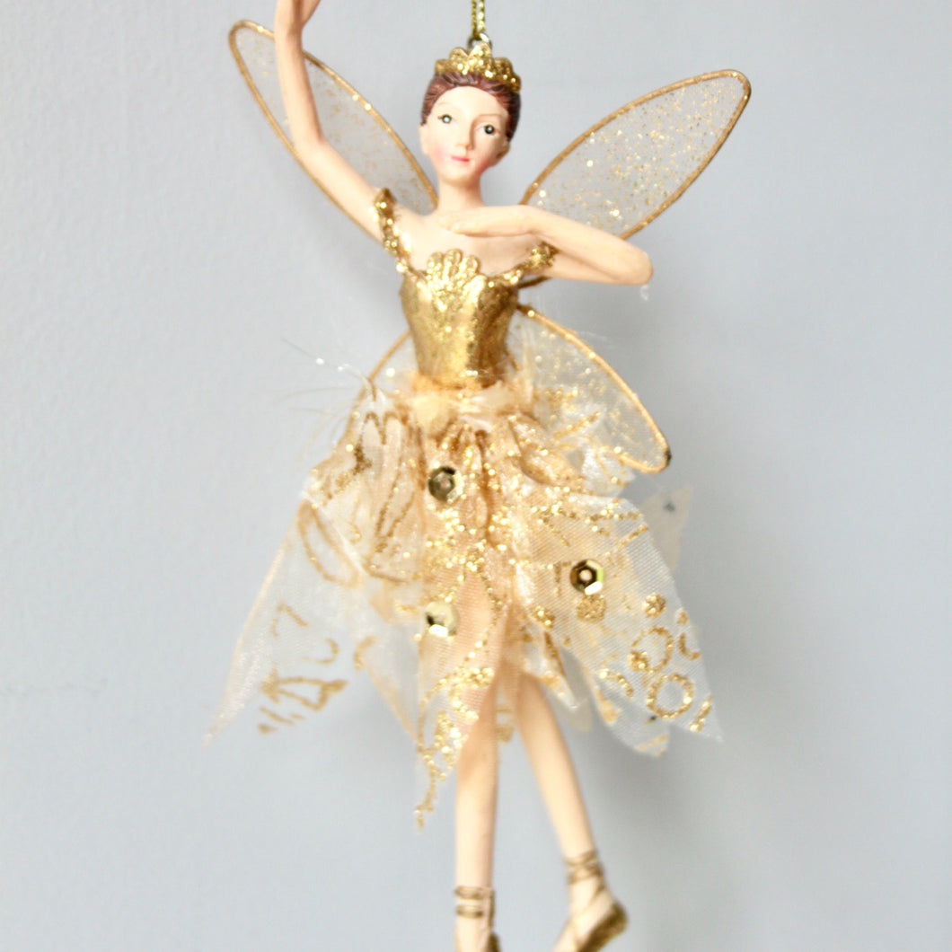 Gold Ballerina Fairy Decoration