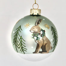 Load image into Gallery viewer, Matt Green Bauble with Hare
