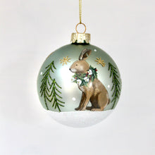 Load image into Gallery viewer, Matt Green Bauble with Hare
