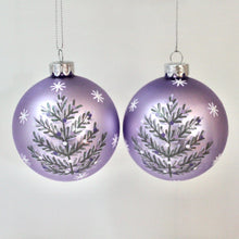 Load image into Gallery viewer, Matt Lilac Glass Ball with Silver Tree Set
