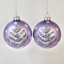 Load image into Gallery viewer, Matt Lilac Glass Ball with Silver Tree
