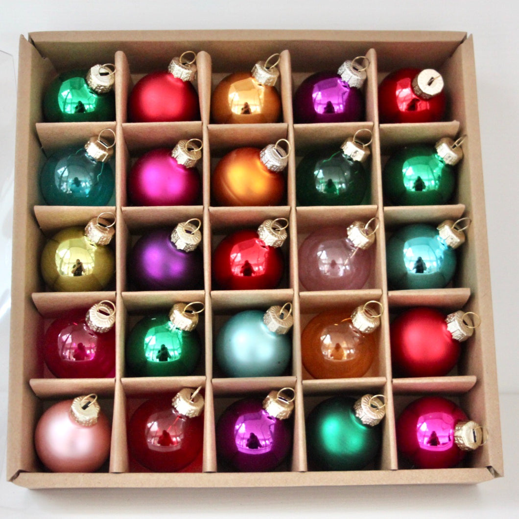 Box of Multicolour Mini Baubles