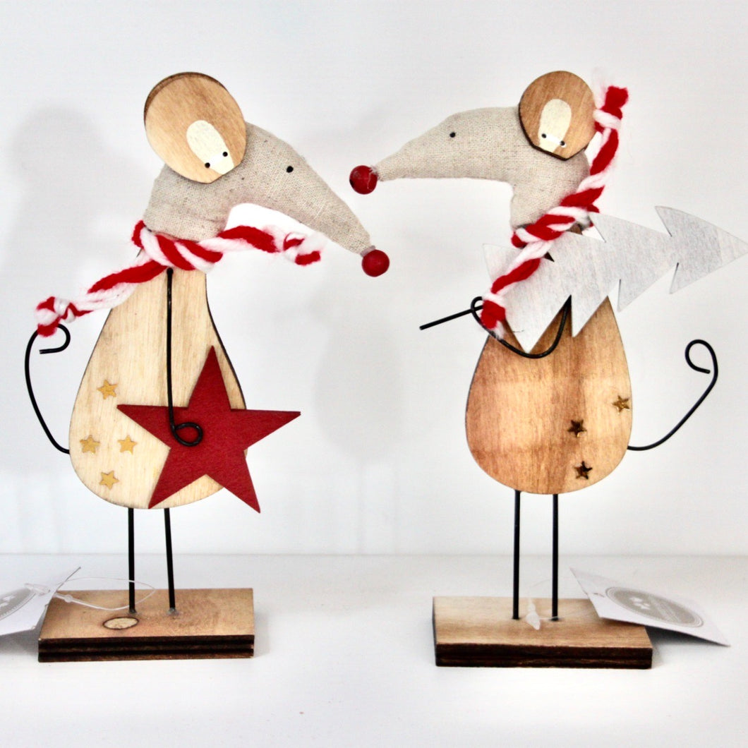 Wooden Mice Decorations