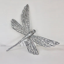 Load image into Gallery viewer, Silver Glitter Dragonfly Clip

