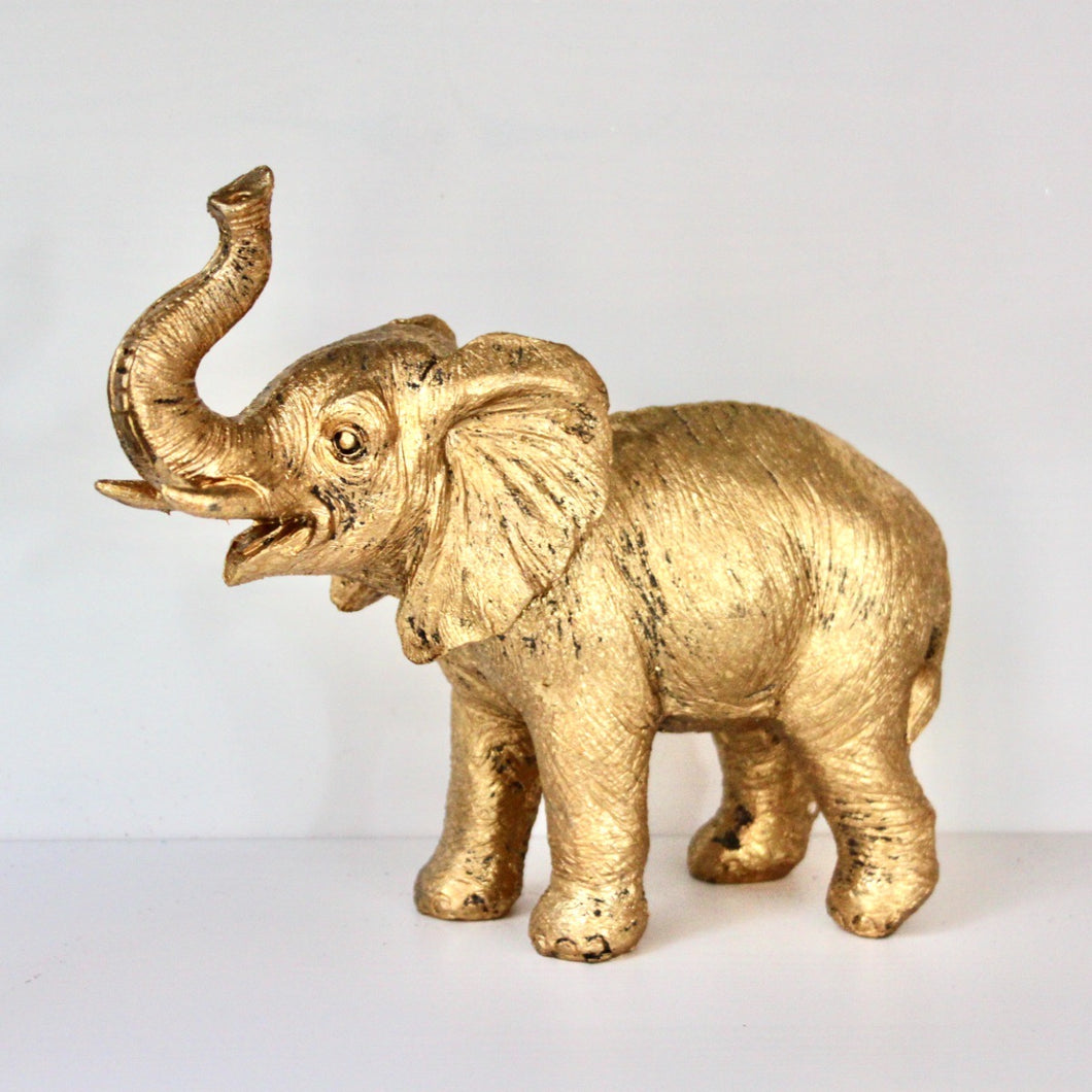 Gold Resin Baby Elephant Ornament