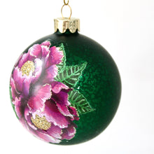 Load image into Gallery viewer, Antique Style Green Baubles with Purple Flowers
