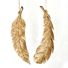 Load image into Gallery viewer, Gold Glitter Feather Decorations
