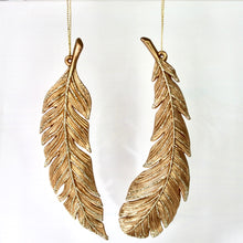 Load image into Gallery viewer, Gold Glitter Feather Decorations
