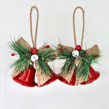 Load image into Gallery viewer, Red Tin Bells with Hessian Bows Set
