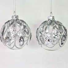 Load image into Gallery viewer, Clear Glass Ball with Glitter Swags
