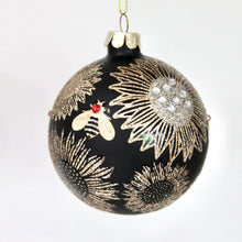 Load image into Gallery viewer, Set of Matt Glass Bauble with Gold Leaves and Bees
