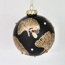 Load image into Gallery viewer, Set of Matt Glass Bauble with Gold Leaves and Bees
